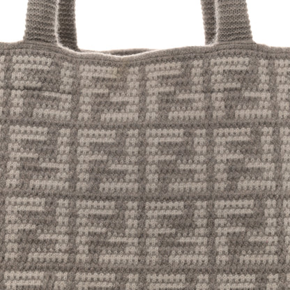 Fendi Cashmere Knit FF Large Shopper Tote Tortora 7 of 9
