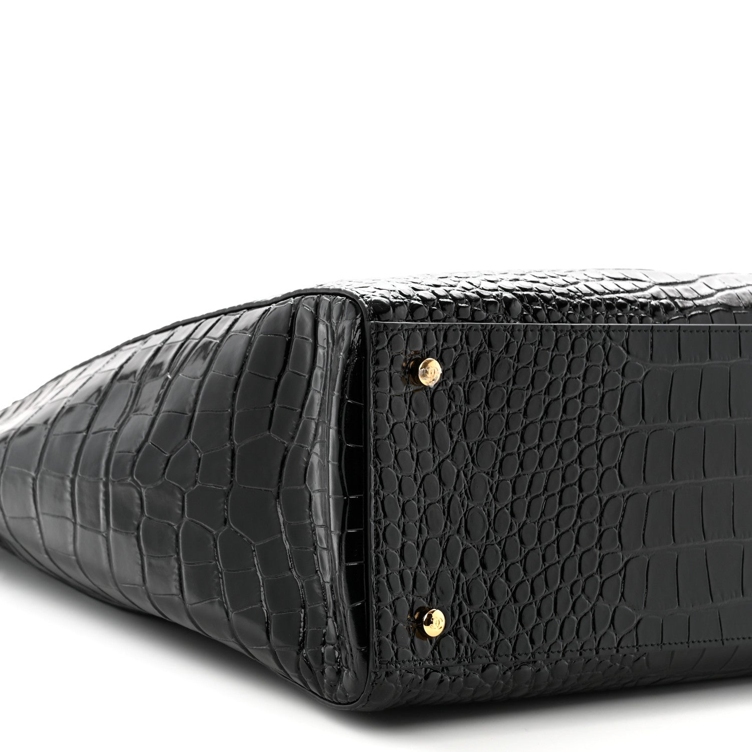 Chanel Calfskin Crocodile Embossed Archetype Large Shopping Tote Black 9 of 10