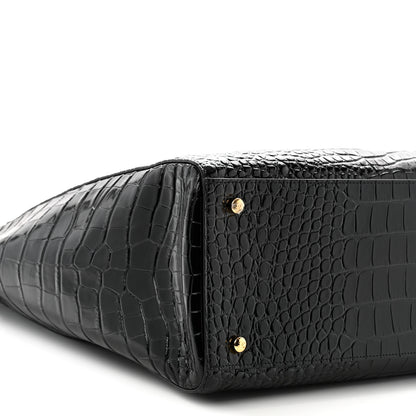 Chanel Calfskin Crocodile Embossed Archetype Large Shopping Tote Black 9 of 10