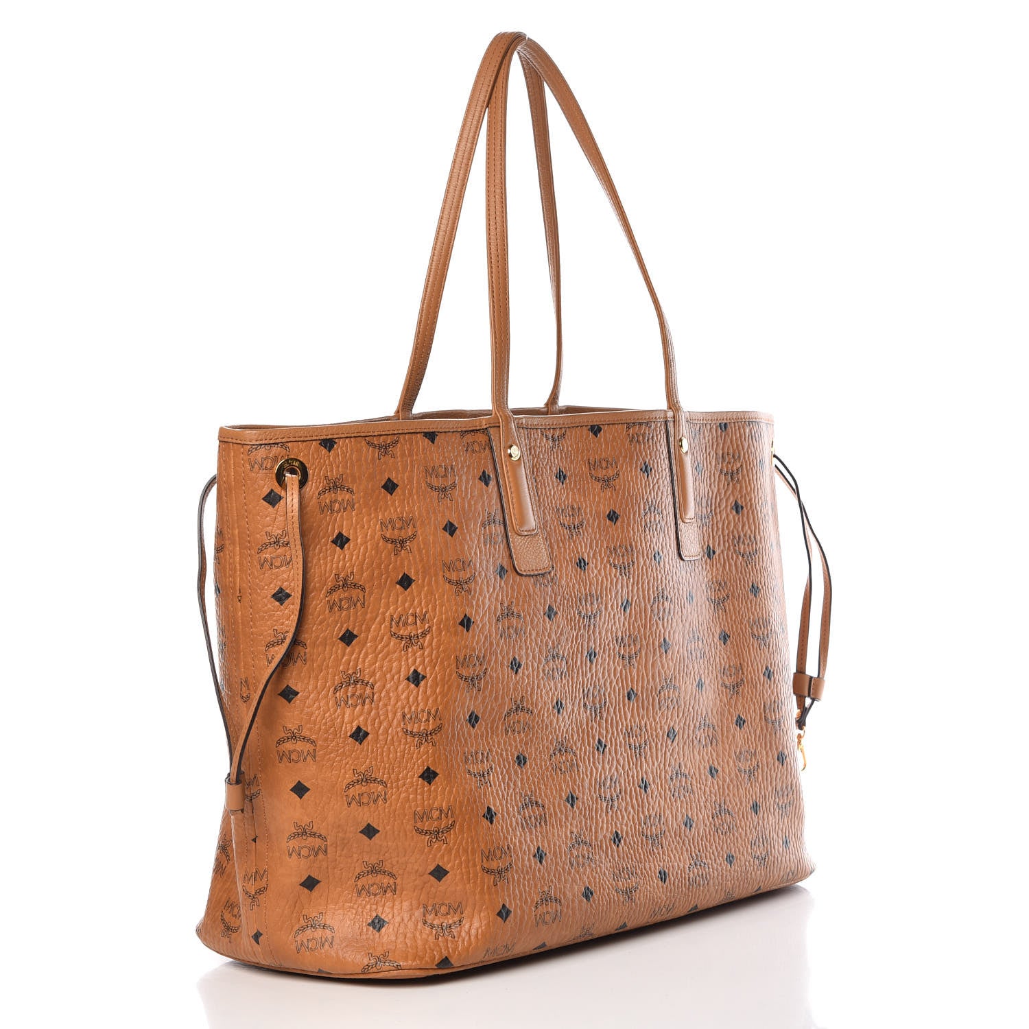 MCM Visetos Large Liz Reversible Shopper Tote Cognac 5 of 16