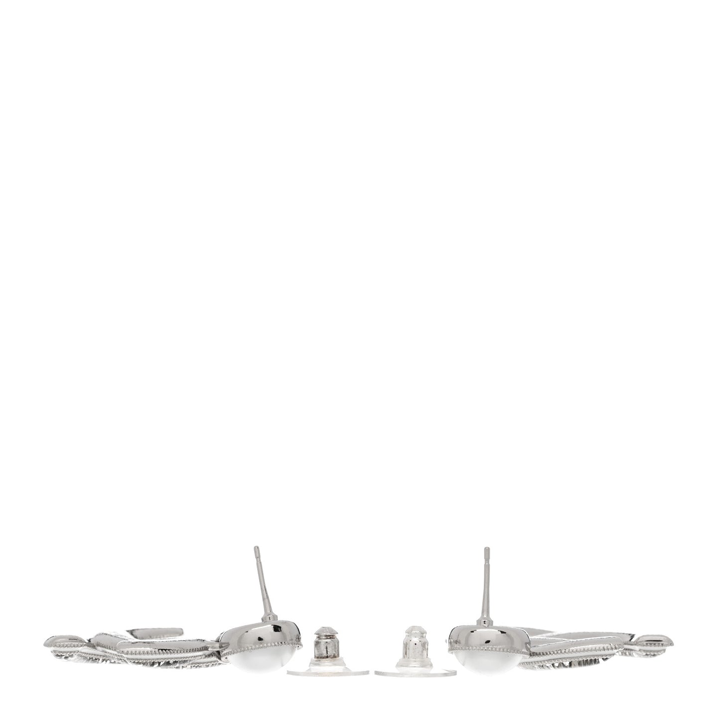 Pearl Crystal CC Drop Earrings Silver
