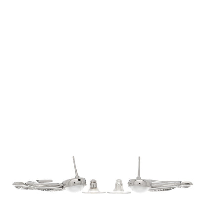 Chanel Pearl Crystal CC Drop Earrings Silver 3 of 5