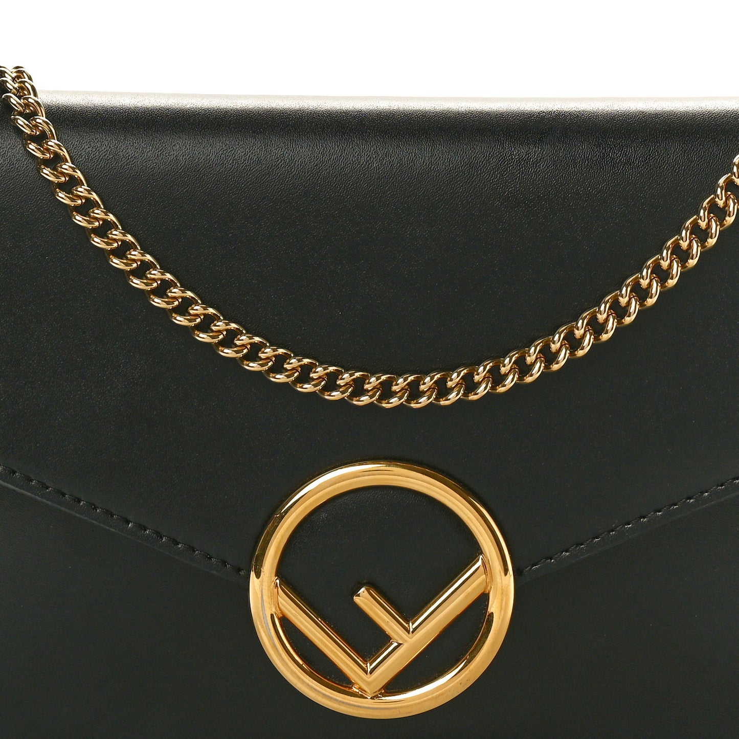 Vitello Liberty Lucido F is Fendi Medium Envelope Wallet on Chain Black