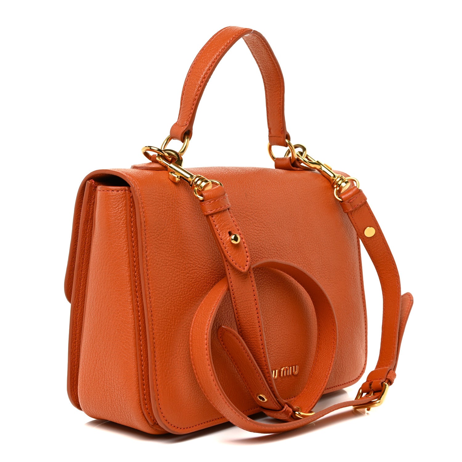 Miu Miu Goatskin Madras Shoulder Bag Papaya 2 of 13