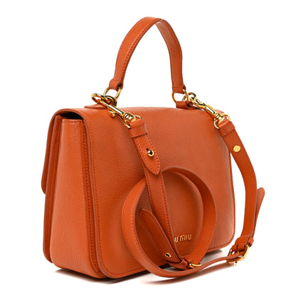 Miu Miu Goatskin Madras Shoulder Bag Papaya 2 of 13