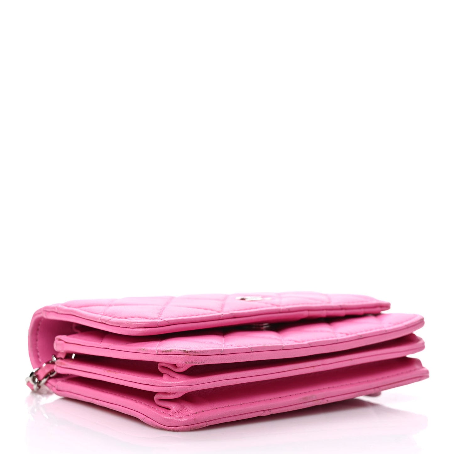 Lambskin Quilted Mini Wallet On Chain WOC Pink