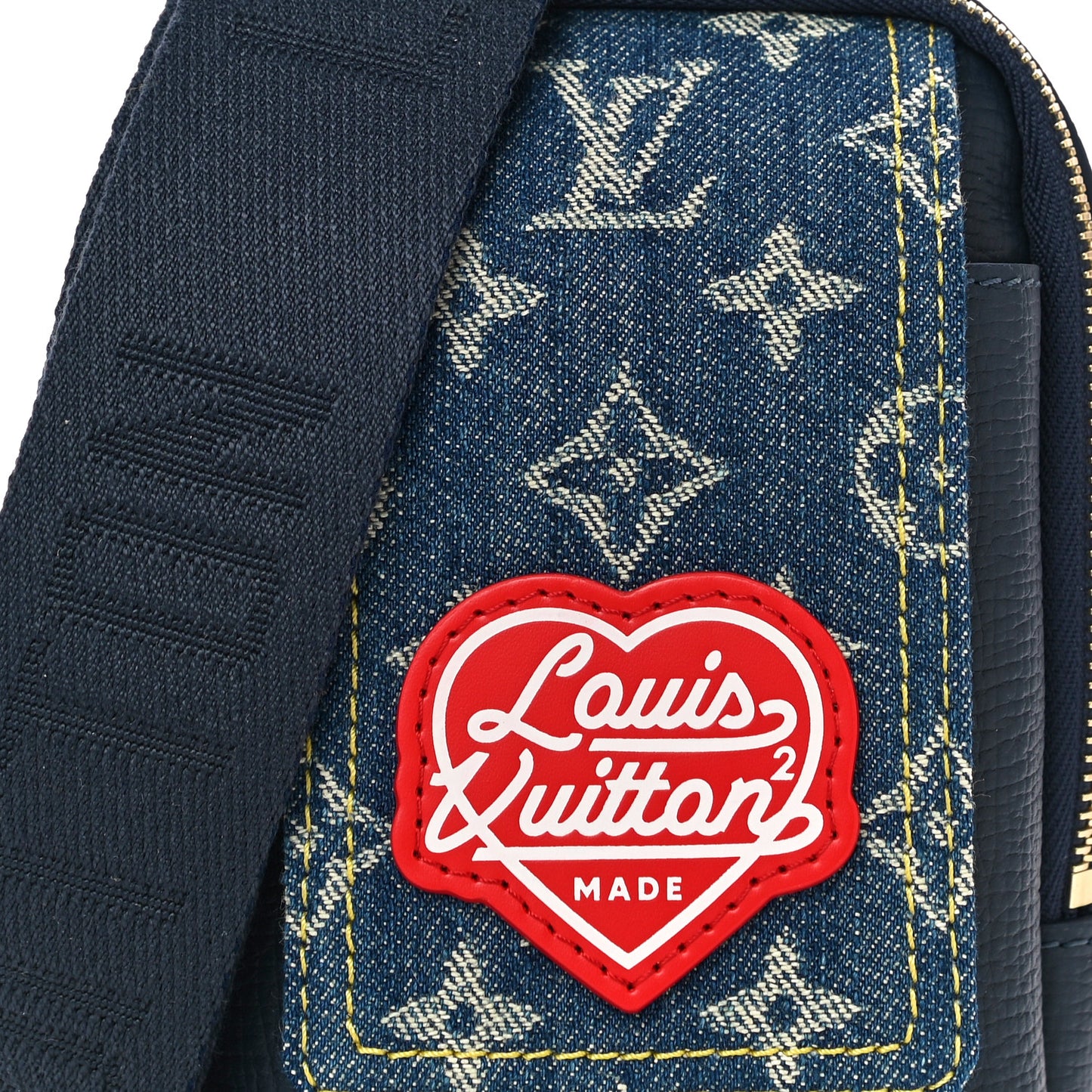 X NIGO Denim Monogram Flat Double Phone Pouch