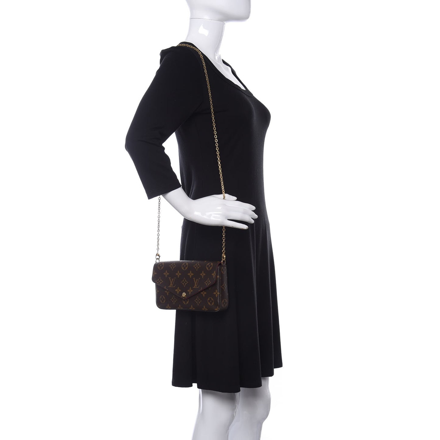 Monogram Pochette Felicie Chain Wallet Fuchsia