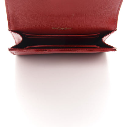 Saint Laurent Grain De Poudre Matelasse Chevron Small Monogram Envelope Wallet New Red 5 of 11