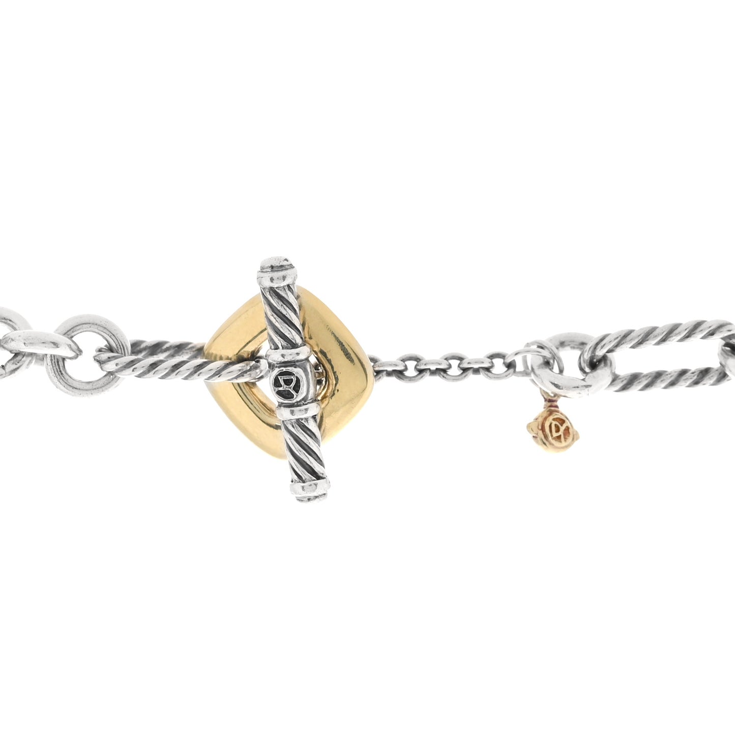 Sterling Silver 18K Yellow Gold Figaro Two Tone Toggle Necklace