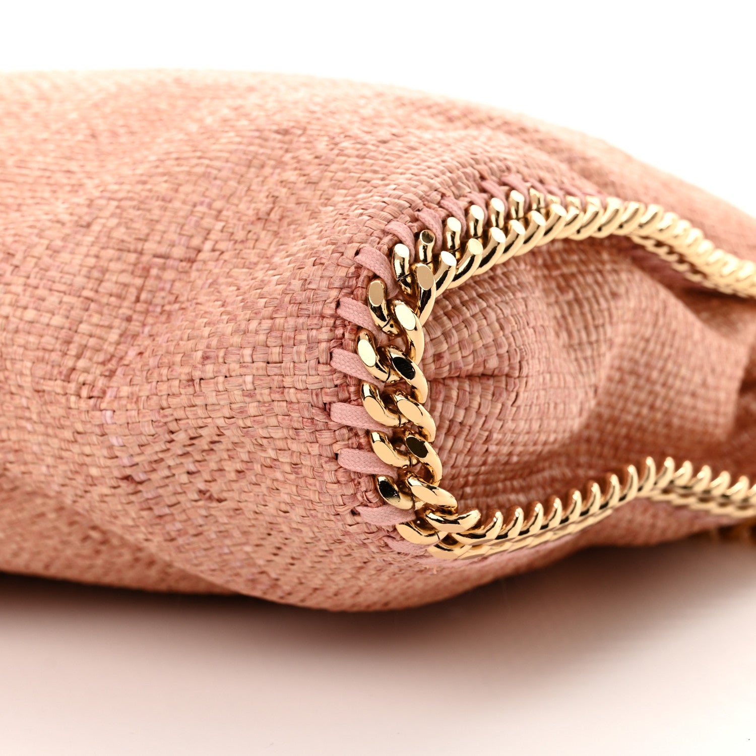 Stella McCartney Woven Raffia Falabella Fold Over Tote Pink Gold 9 of 9