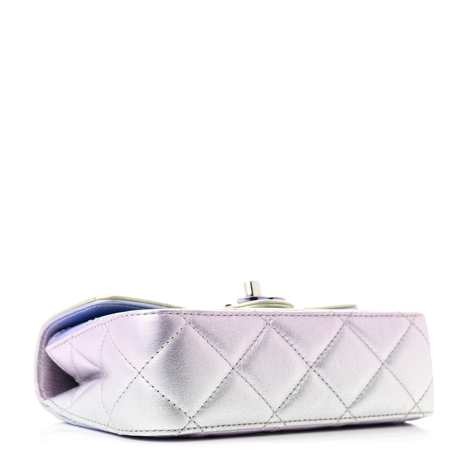 Chanel Gradient Metallic Calfskin Quilted Clutch Silver Blue Yellow Purple 4 of 11