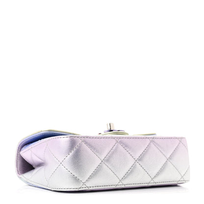 Chanel Gradient Metallic Calfskin Quilted Clutch Silver Blue Yellow Purple 4 of 11
