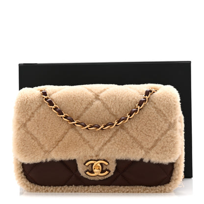 Chanel Shearling Lambskin Quilted Furry Coco Flap Beige Dark Brown 11 of 11