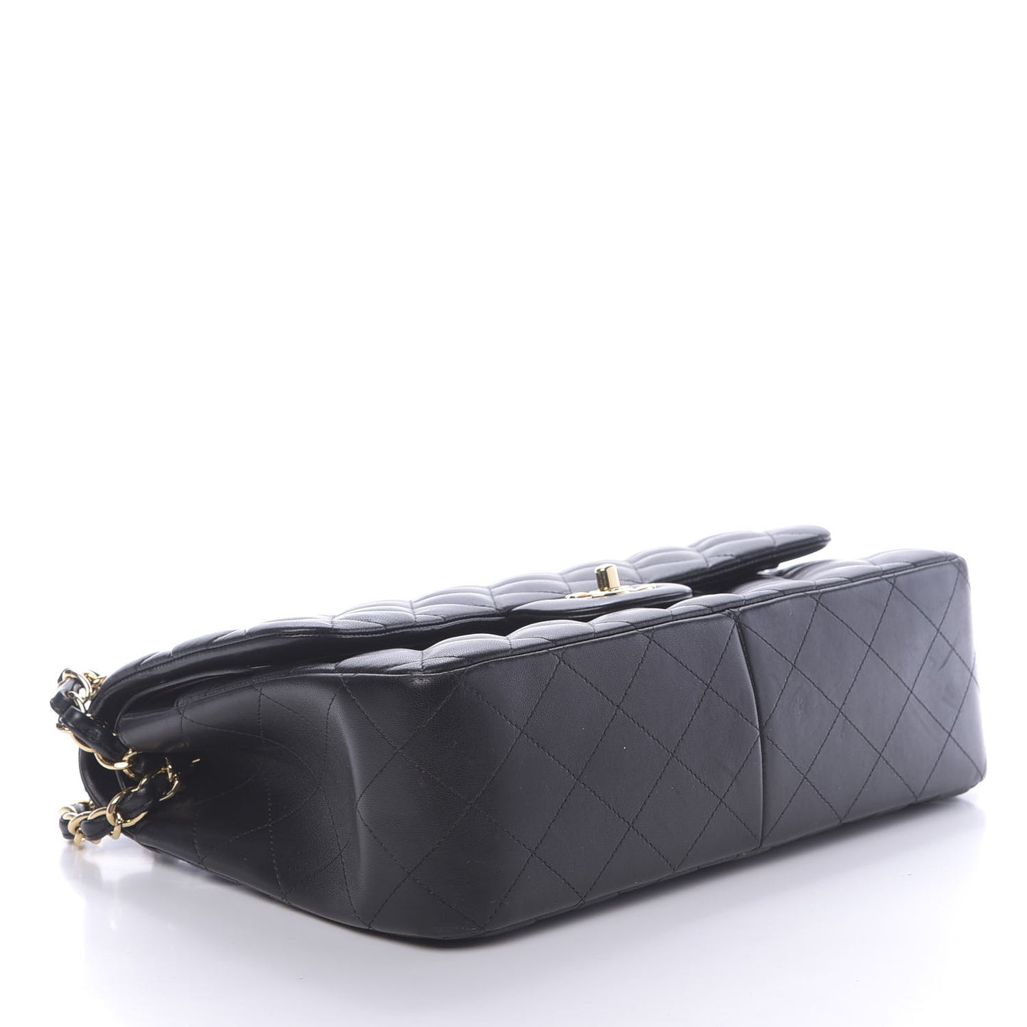 Lambskin Quilted Jumbo Double Flap Black