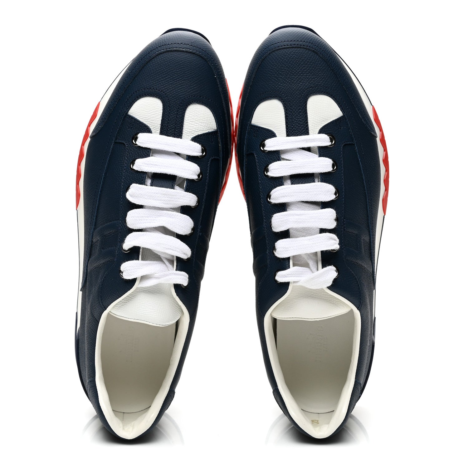Hermes Epsom Calfskin Mens Trail Sneakers 42 Indigo White 4 of 9