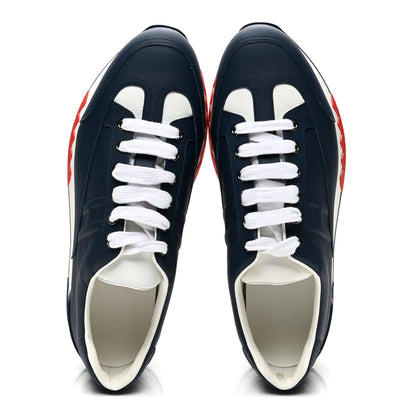 Hermes Epsom Calfskin Mens Trail Sneakers 42 Indigo White 4 of 9