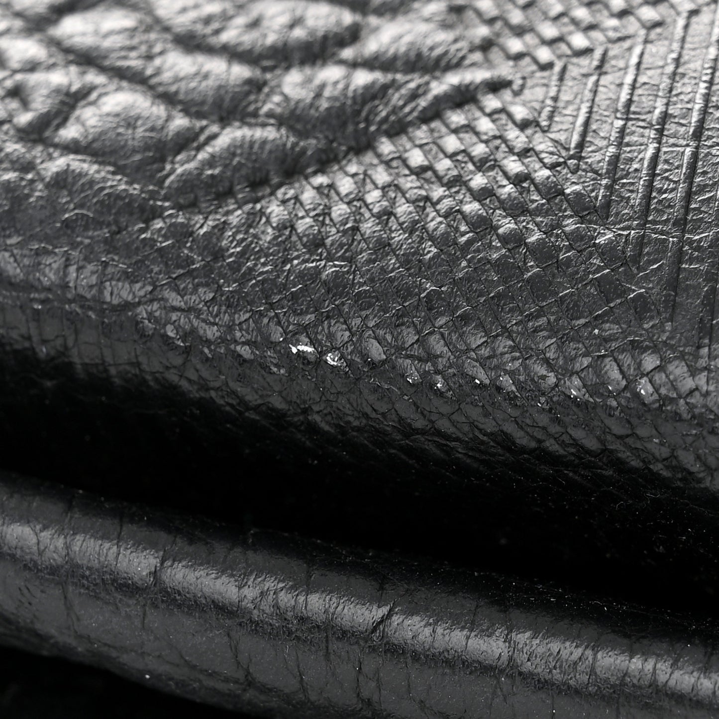 Signature Grain Calfskin Check Embossed Medium Balmoral Clutch Bag Black