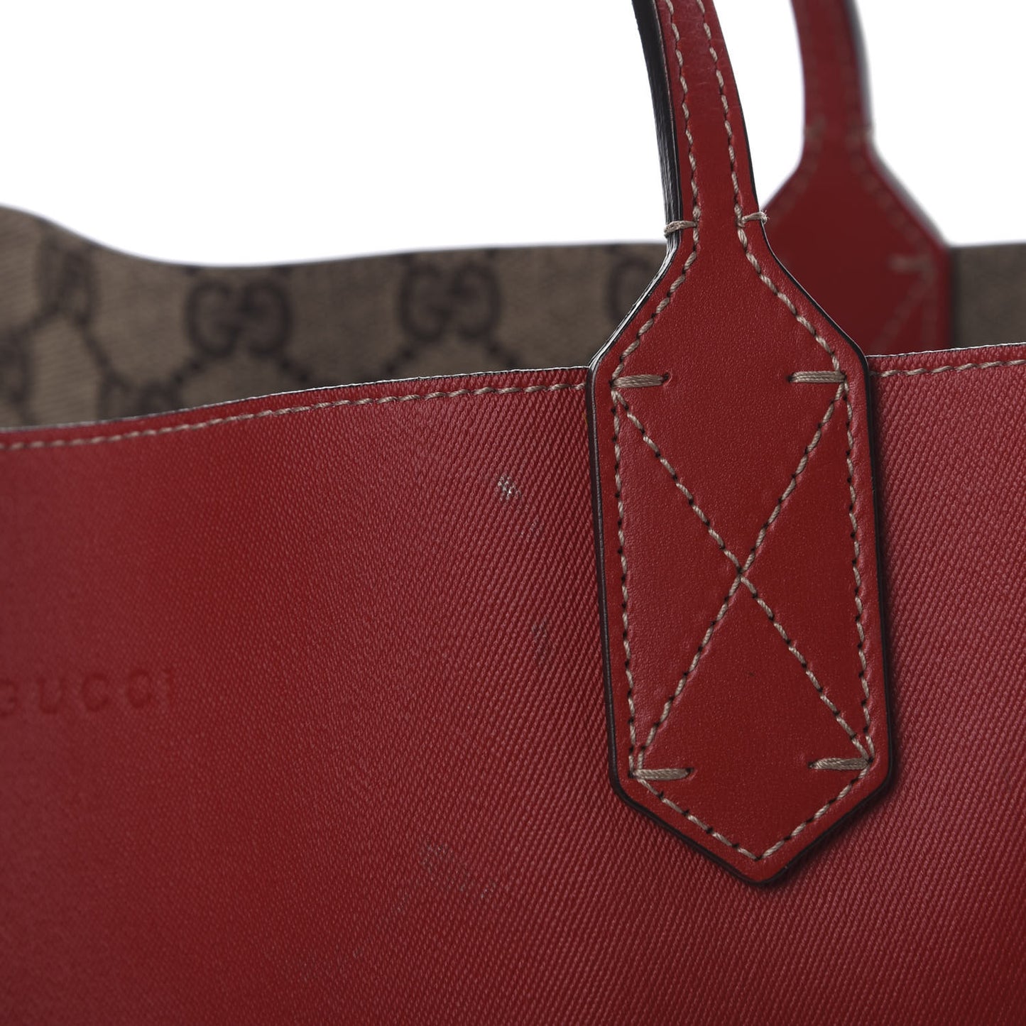 GG Supreme Monogram Medium Reversible Tote Beige Red