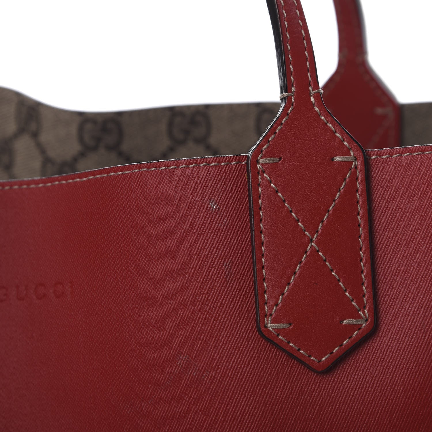Gucci GG Supreme Monogram Medium Reversible Tote Beige Red 17 of 18