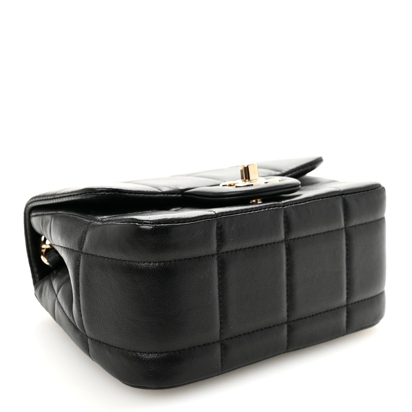 Lambskin Resin Crystal Square Quilted Mini Monacoco Flap Black