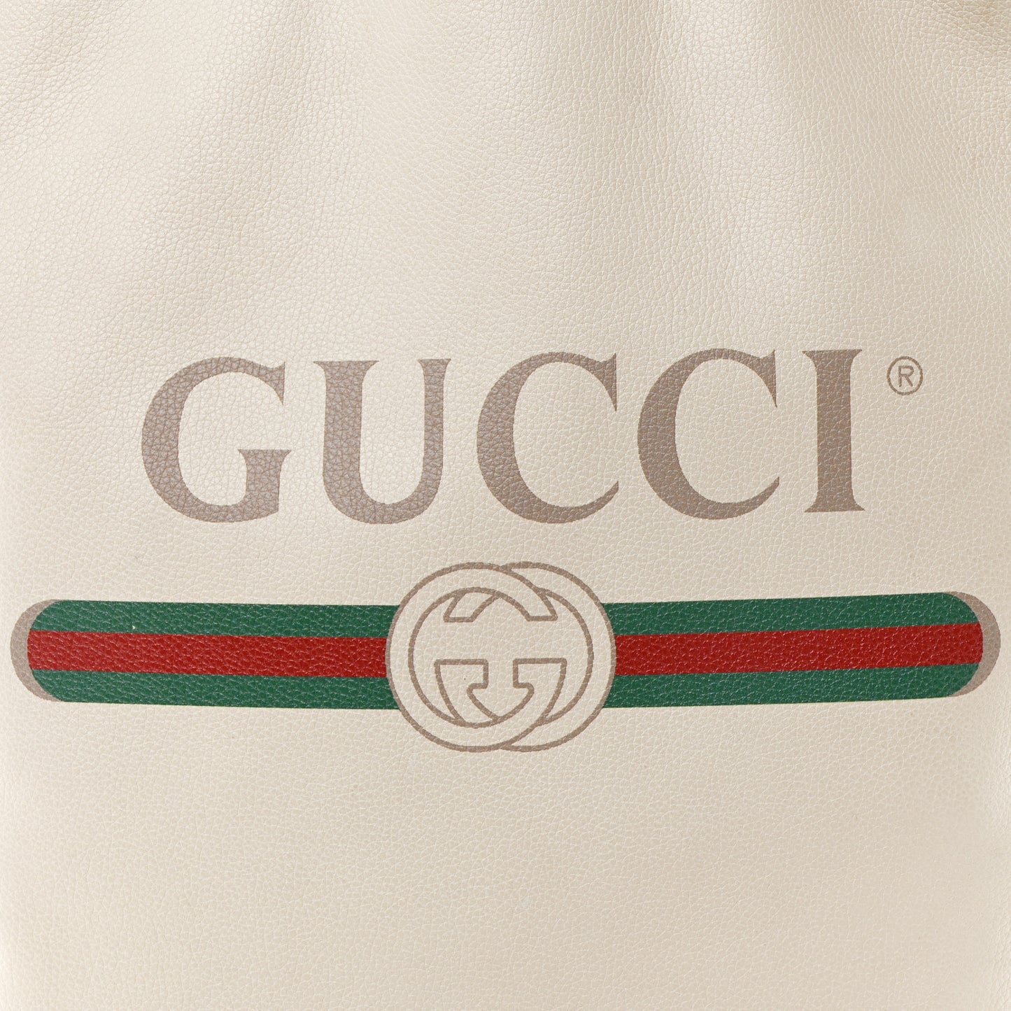 Calfskin Logo Drawstring Backpack Mystic White