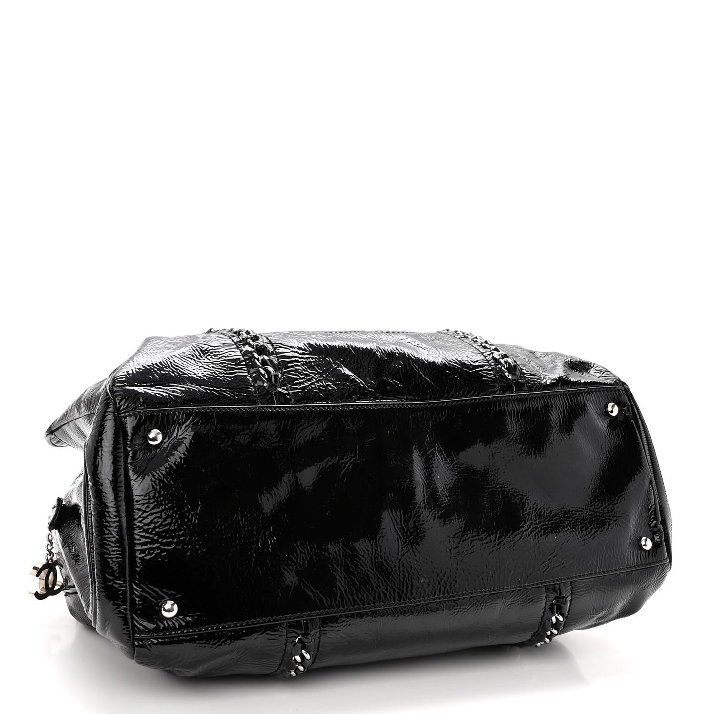 Patent Calfskin Large Luxe Ligne Tote Black