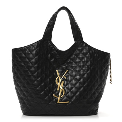 Saint Laurent Lambskin Quilted Maxi Icare Shopping Tote Black 1 of 10