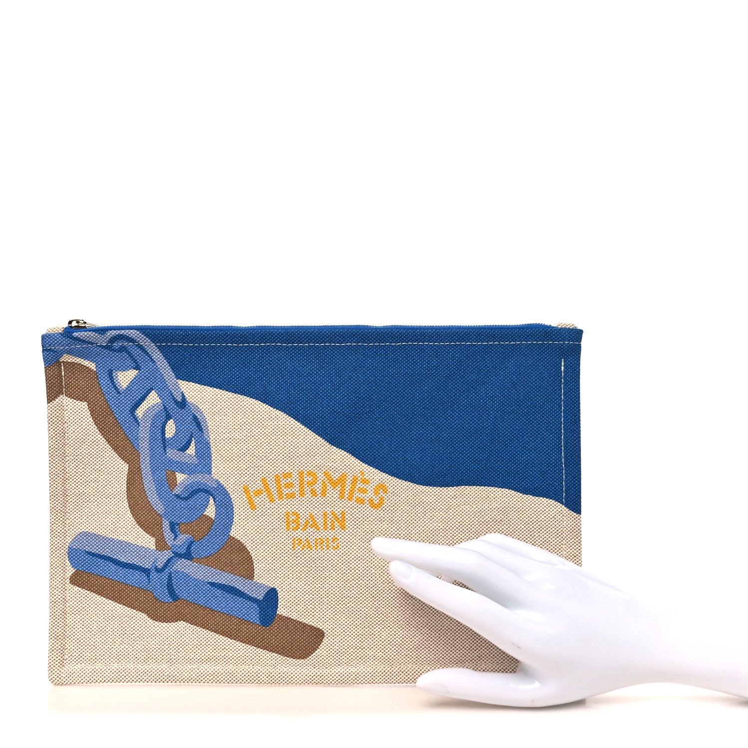 Hermes Cotton Canvas Escale A La Plage Flat Case Ciel Nuit 2 of 7