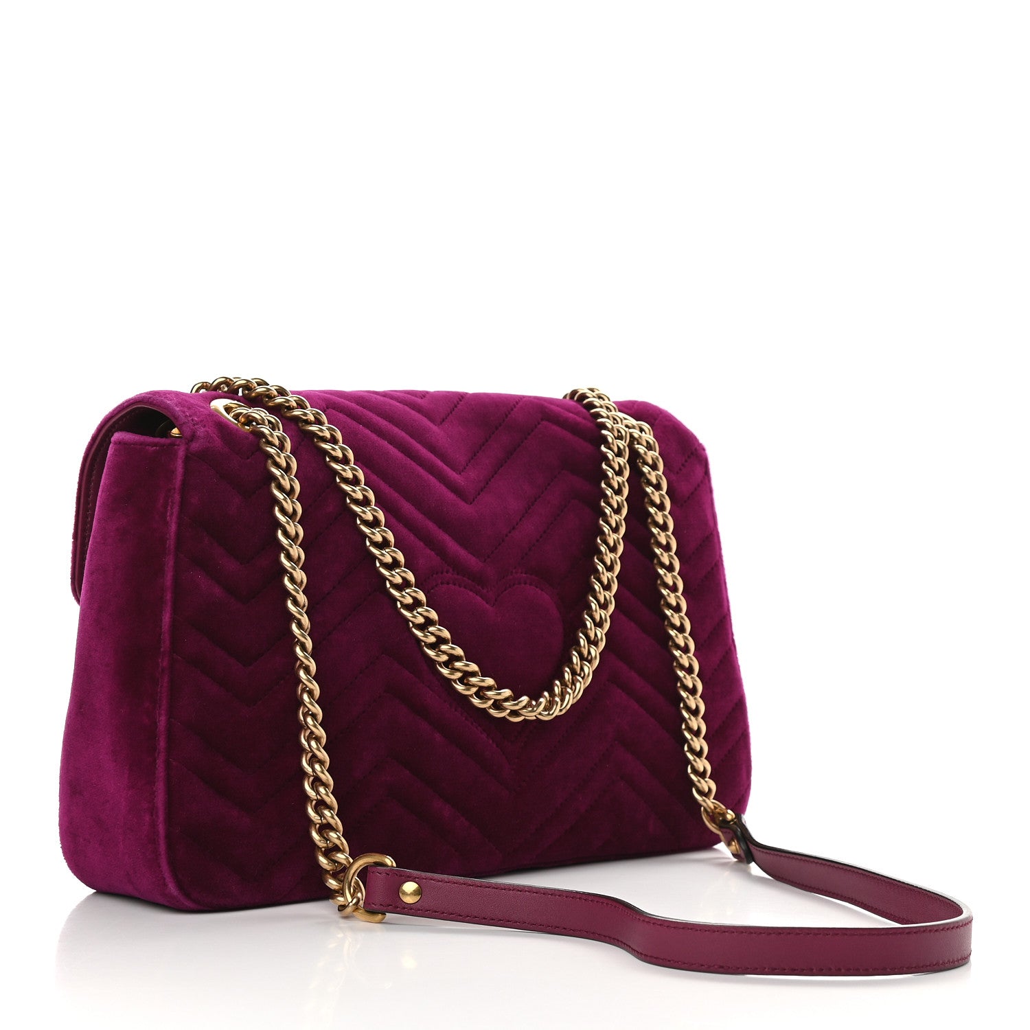 Gucci Velvet Matelasse Medium GG Marmont Shoulder Bag Fuchsia Violet Cyclamen 3 of 9