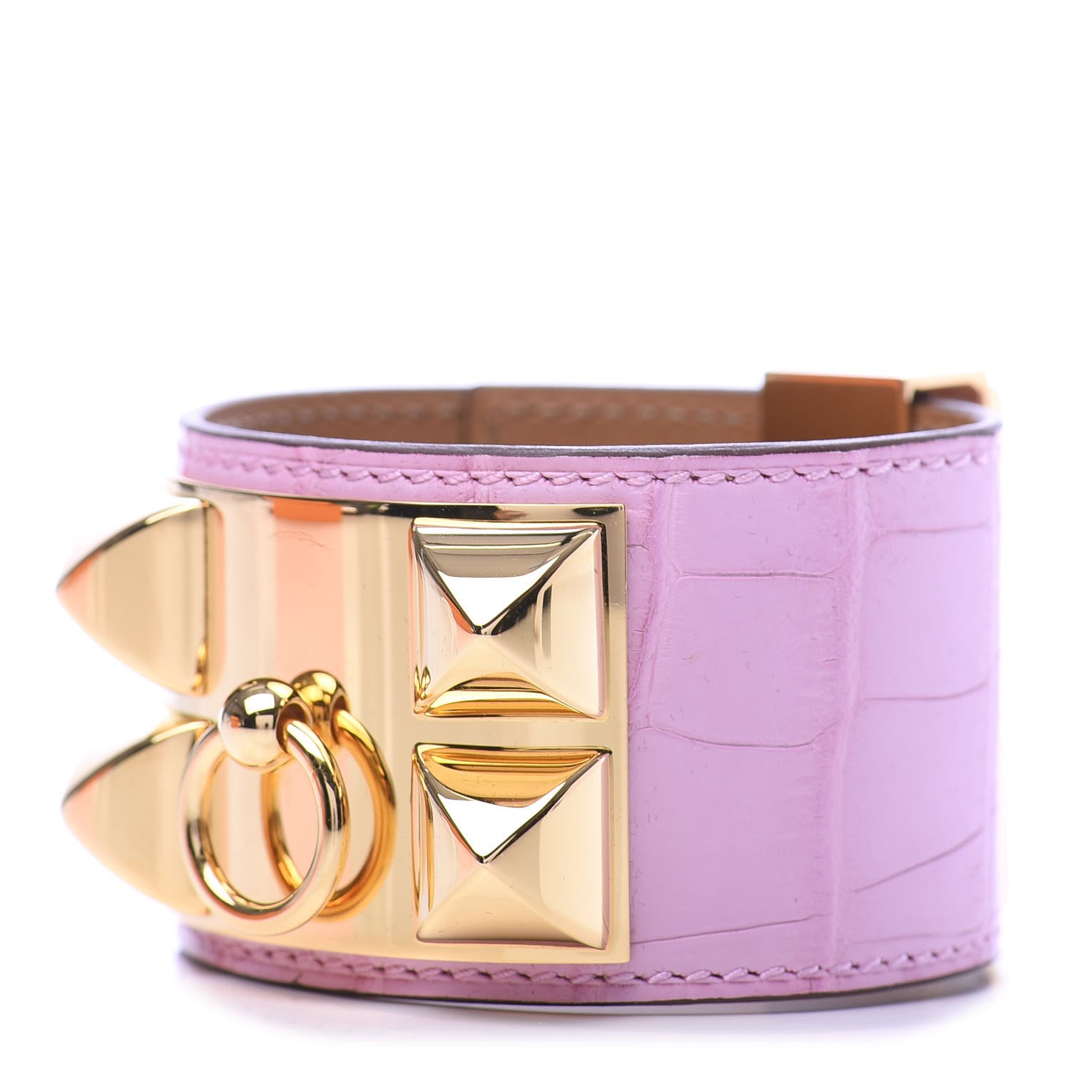 Hermes Matte Alligator Collier De Chien CDC Bracelet T2 5P Pink 1 of 8