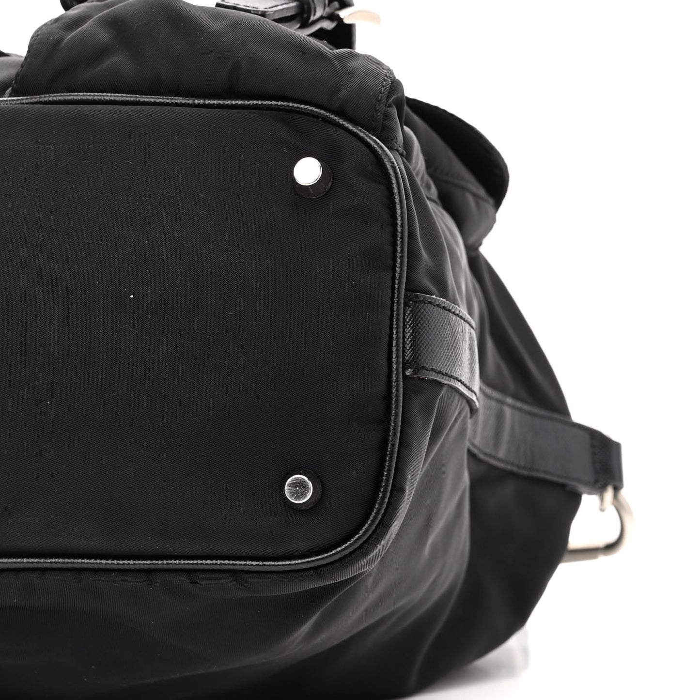 Nylon Vela Saffiano Drawstring Shoulder Bag Black