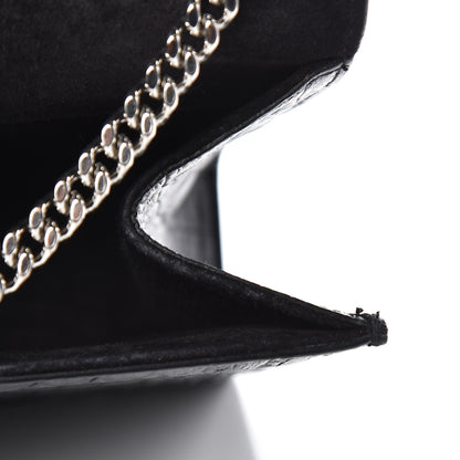 Saint Laurent Calfskin Crocodile Embossed Medium Classic Monogram Kate Tassel Satchel Black 8 of 8