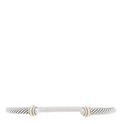 David Yurman Sterling Silver 18K Yellow Gold 4mm Cable Classics Bracelet 1 of 4