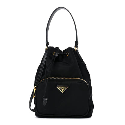 Prada Saffiano Tessuto Nylon Mini Bucket Crossbody Bag Black 1 of 17