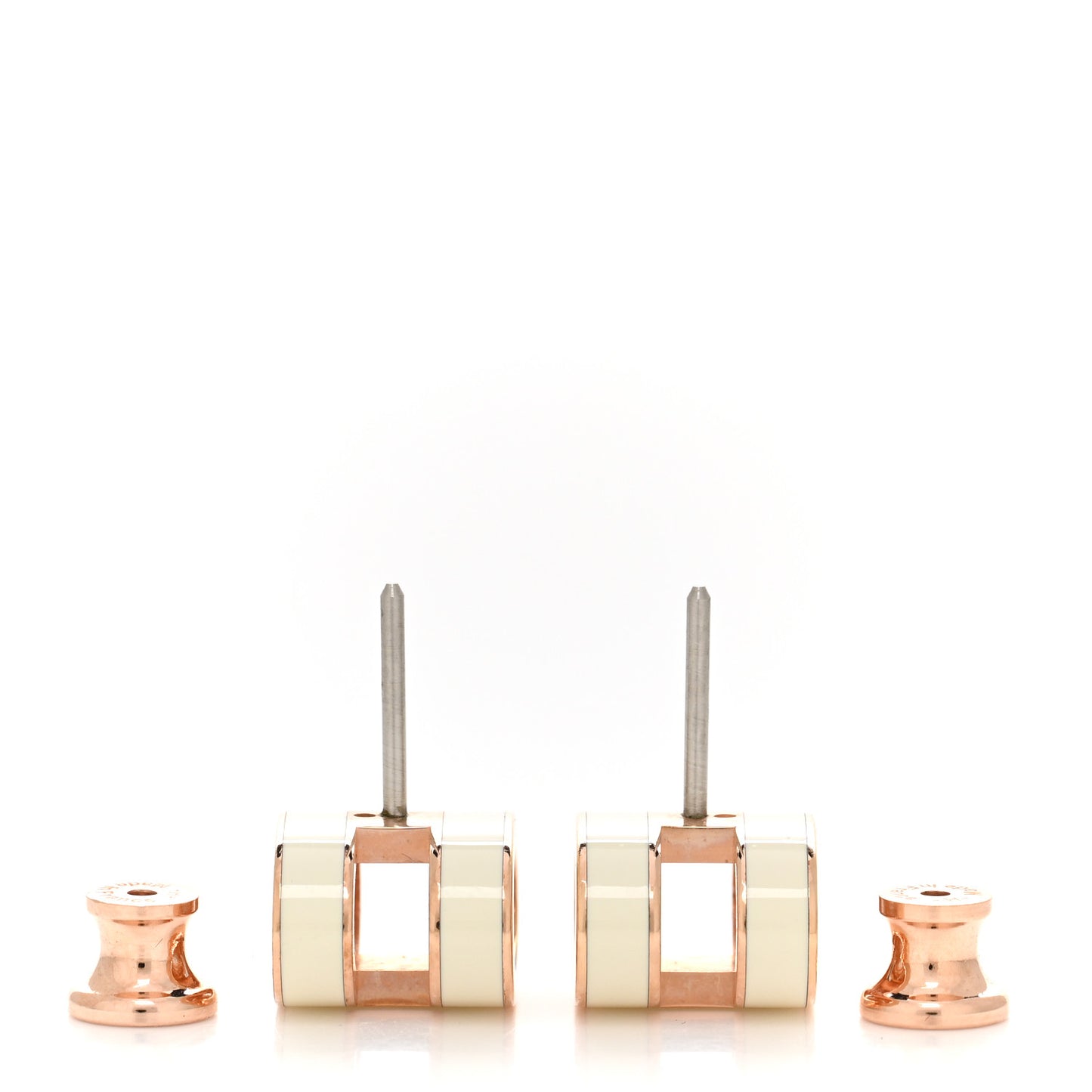 Rose Gold Lacquered Mini Pop H Earrings White