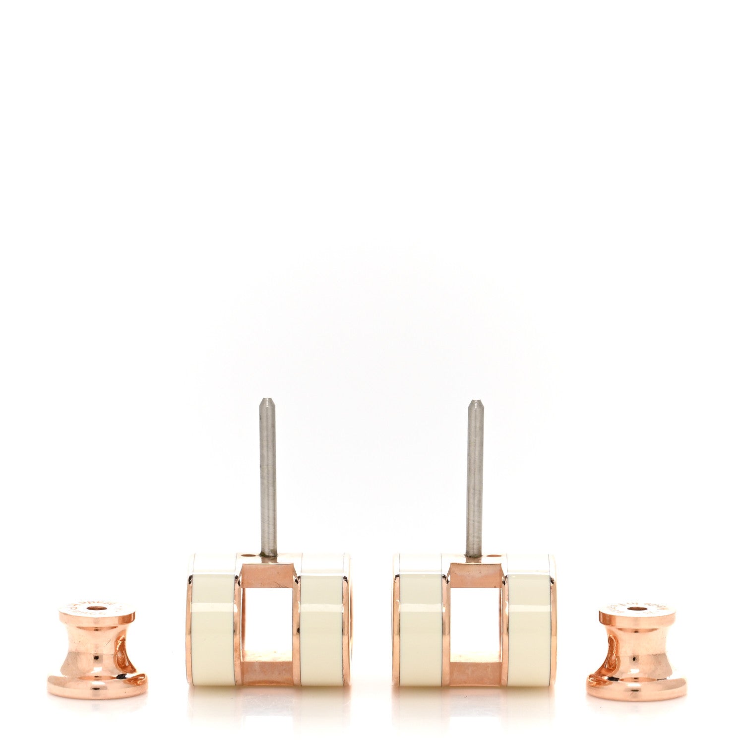 Hermes Rose Gold Lacquered Mini Pop H Earrings White 3 of 6
