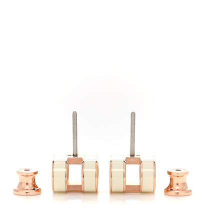 Hermes Rose Gold Lacquered Mini Pop H Earrings White 3 of 6