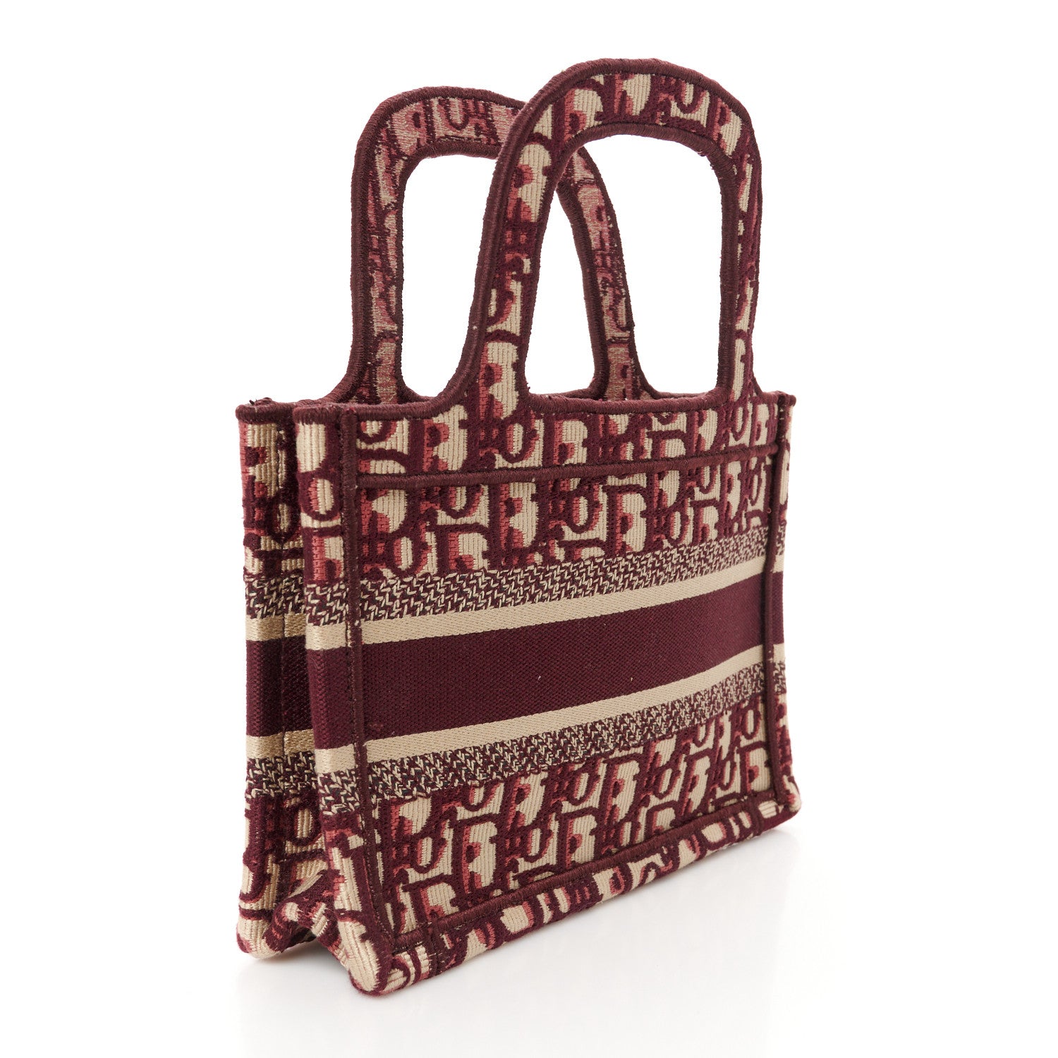 Christian Dior Oblique Mini Book Tote Burgundy Multicolor 4 of 11