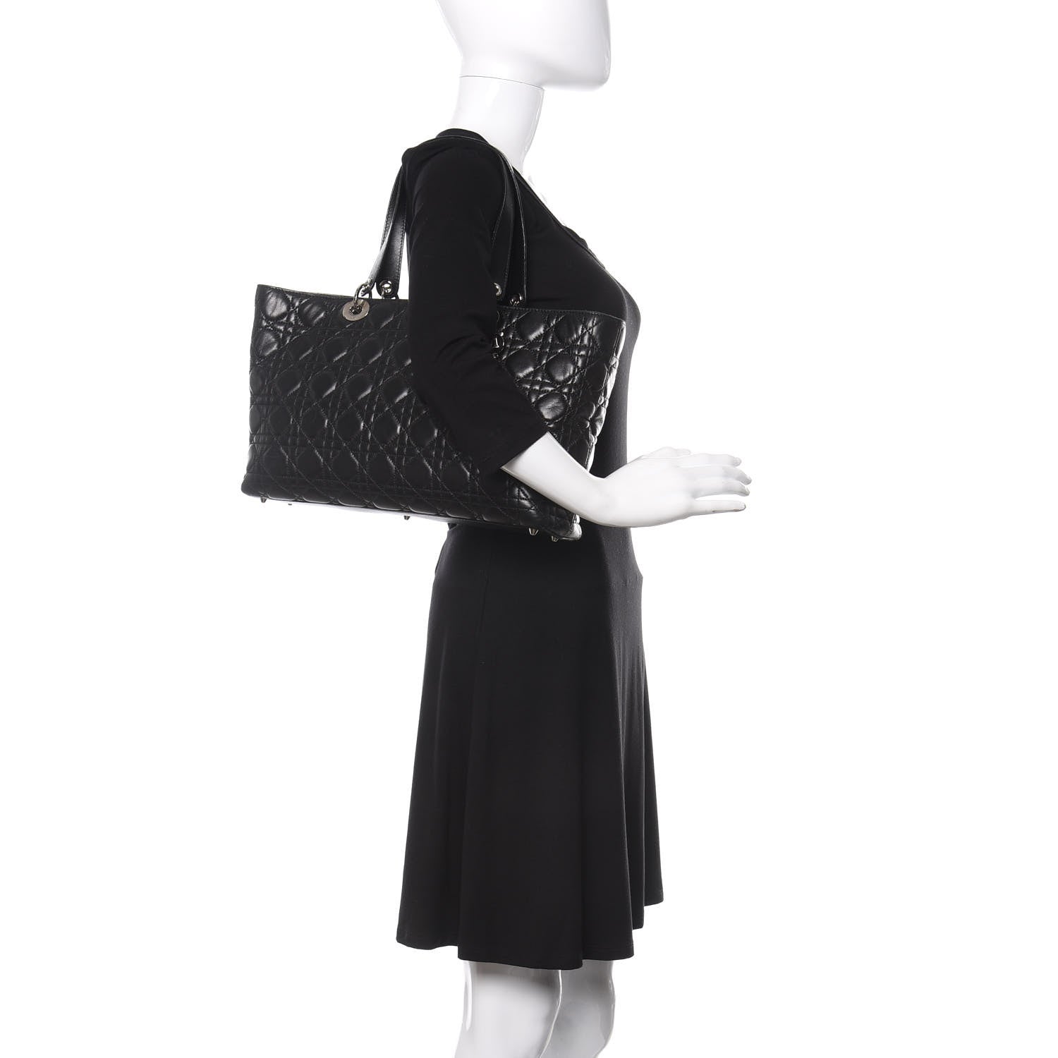 Christian Dior Lambskin Cannage Large Lady Dior Shopper Tote Black 2 of 15
