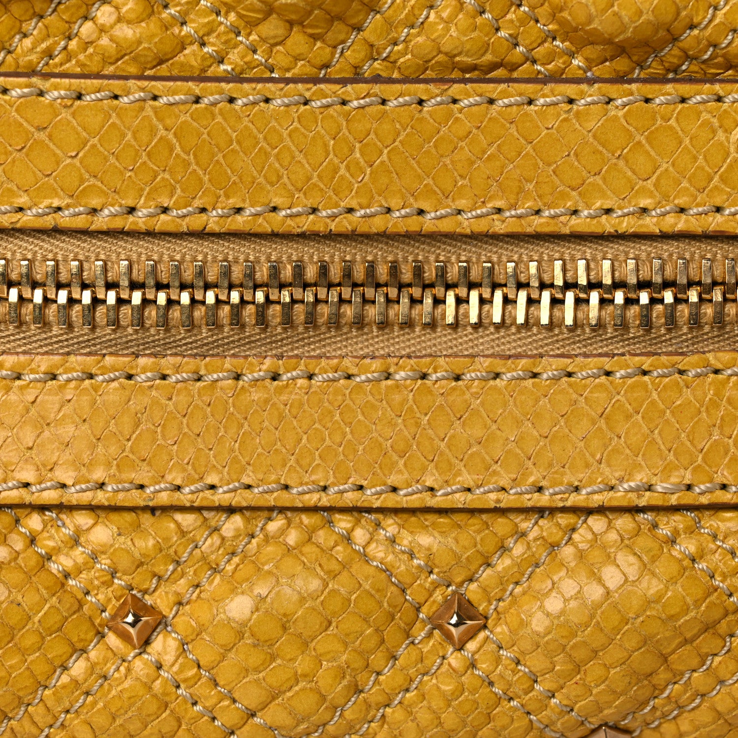 Marc Jacobs Python Embossed Calfskin Quilted Studded Stam Yellow 17 of 21