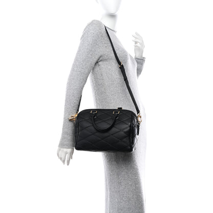 Louis Vuitton LOUIS VUITTON Lambskin Malletage Speedy Bandouliere 25 Black 2 of 9