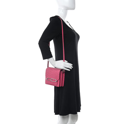 Hermes Ostrich Mini Sac Roulis Rose Tyrien 2 of 9