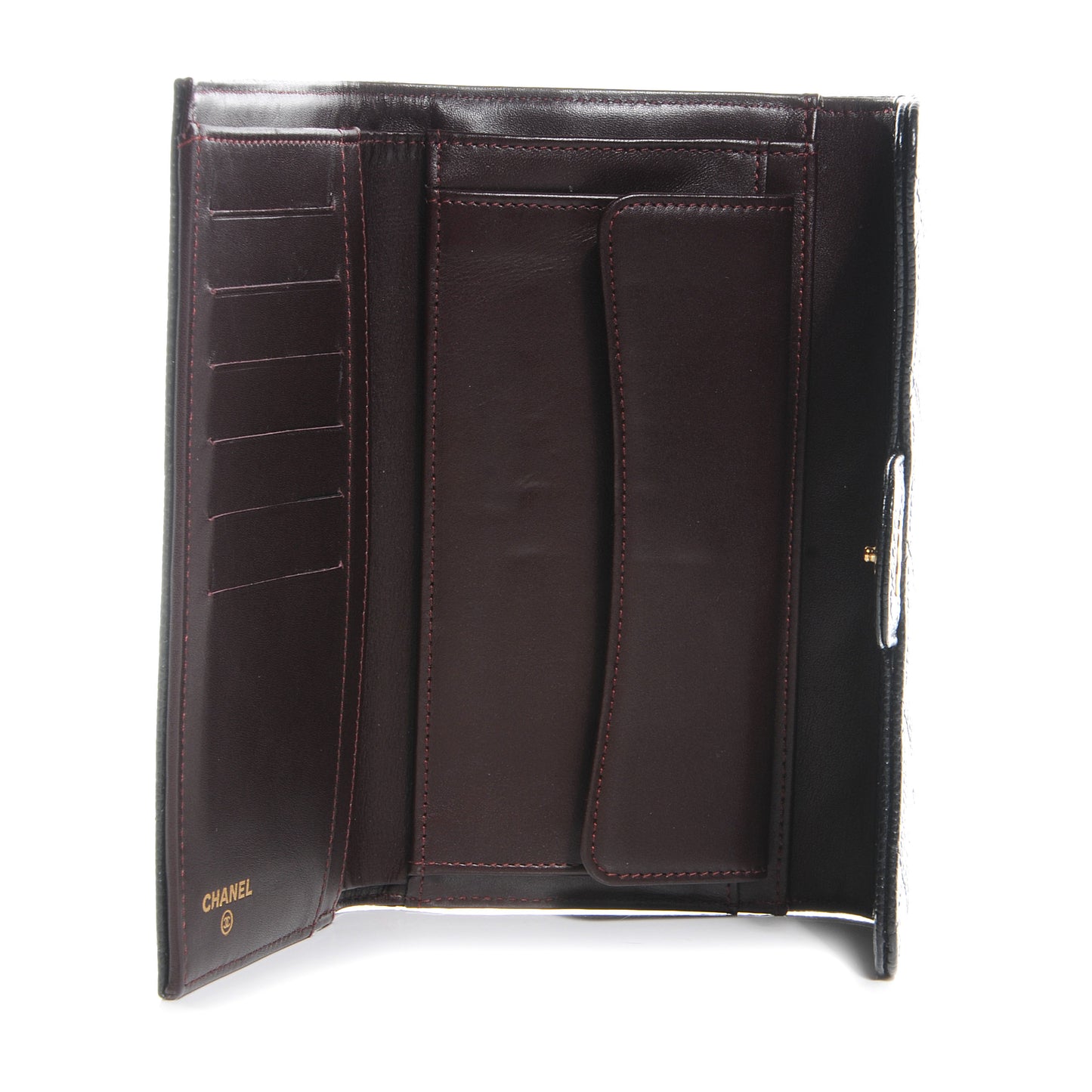 Caviar Quilted Long Flap Wallet Black