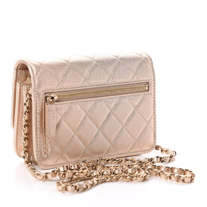 Chanel Metallic Lambskin Quilted Mini Wallet On Chain WOC Gold 3 of 9