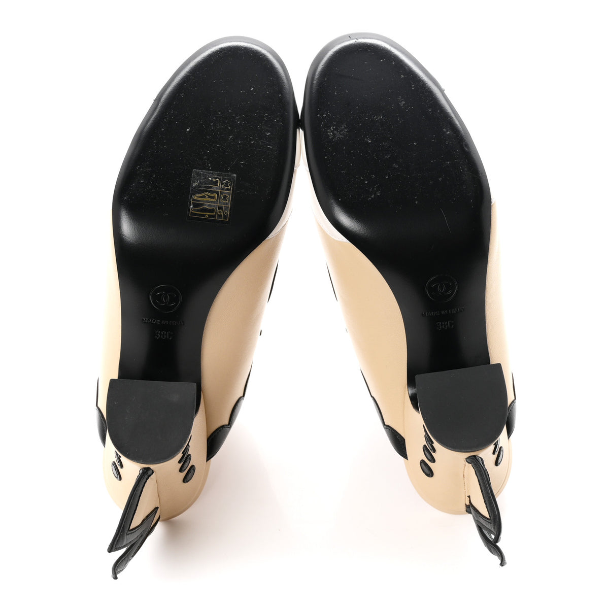 Lambskin Cartoon Cap Toe Mules 38 Beige Black White