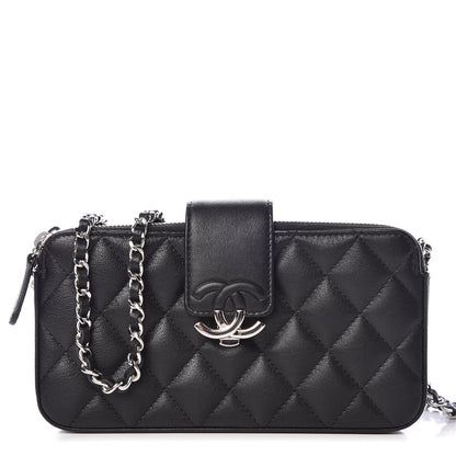 Chanel Lambskin Quilted CC Box Clutch With Chain Black 1 of 9