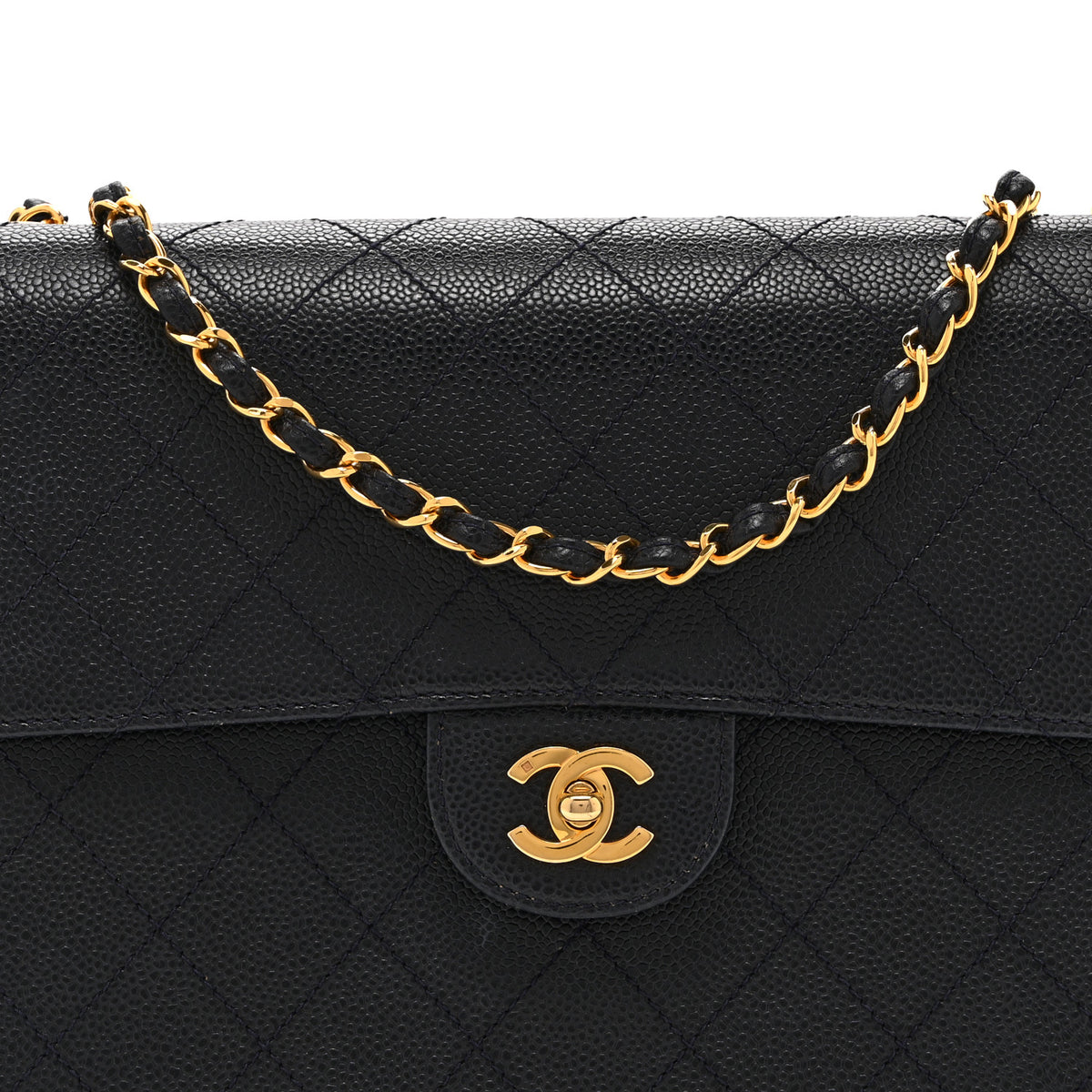 Caviar Jumbo Single Flap Black