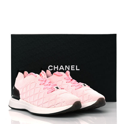 Chanel Mixed Fibers Quilted Womens CC Sneakers 37.5 Light Pink 7 of 7