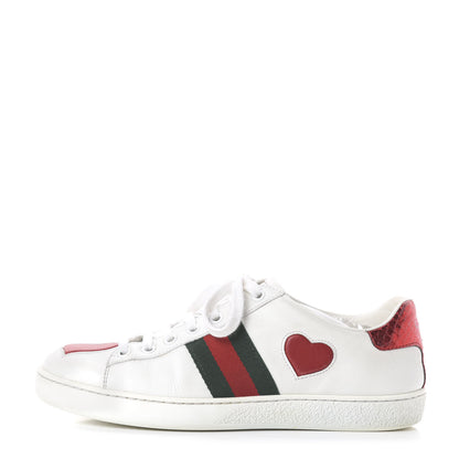 Gucci Calfskin Web Heart Embroidered Womens Ace Sneakers 37 White 1 of 6